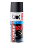 Kudo KU5222 Антигравий матовый, антикоррозионный состав - защита от коррозии и сколов, черный, аэрозоль, 520 мл
